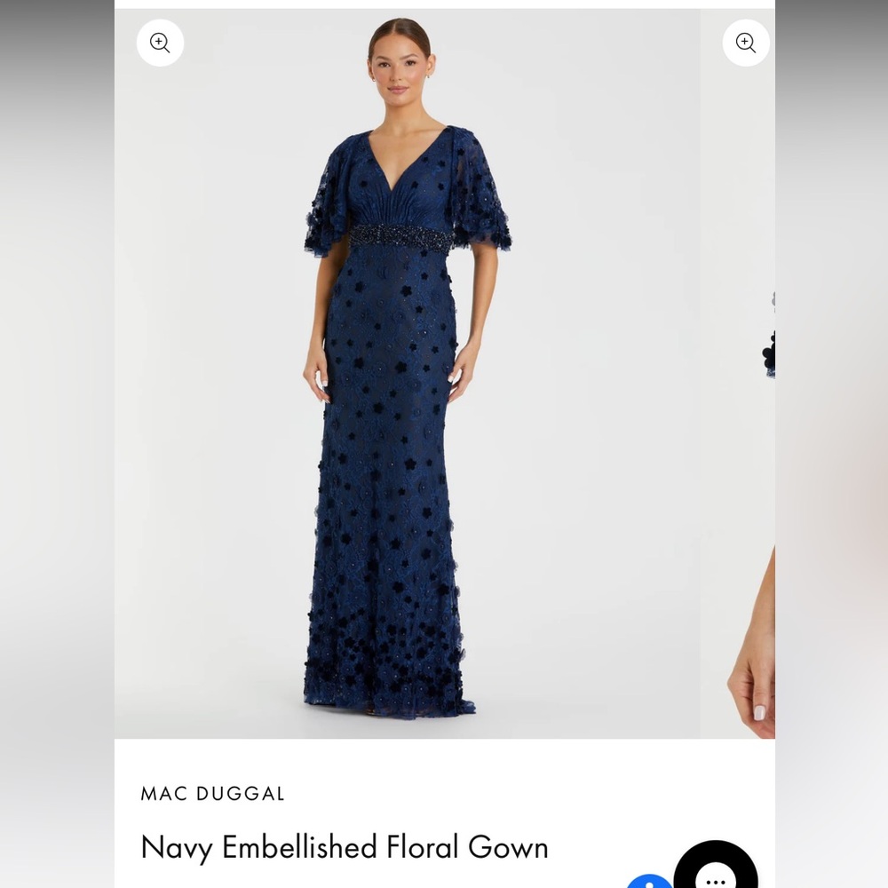 Mac Duggal Midnight Blue Floral Gown